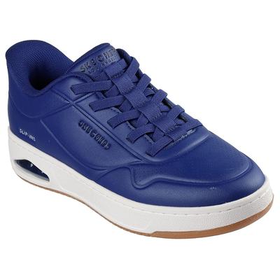 Slip-On Sneaker SKECHERS "UNO CTL-UNO DURABUCK SLIP IN", Herren, Gr. 45, blau (dunkelnavy), Lederimitat, Schuhe, Retro Sneaker, Slipper mit Luftkissendämpfung