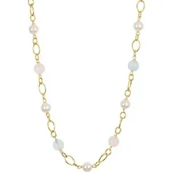 PERLEA Collier Süßwasserzucht- perlen 7,5-8mm Silber vergoldet
