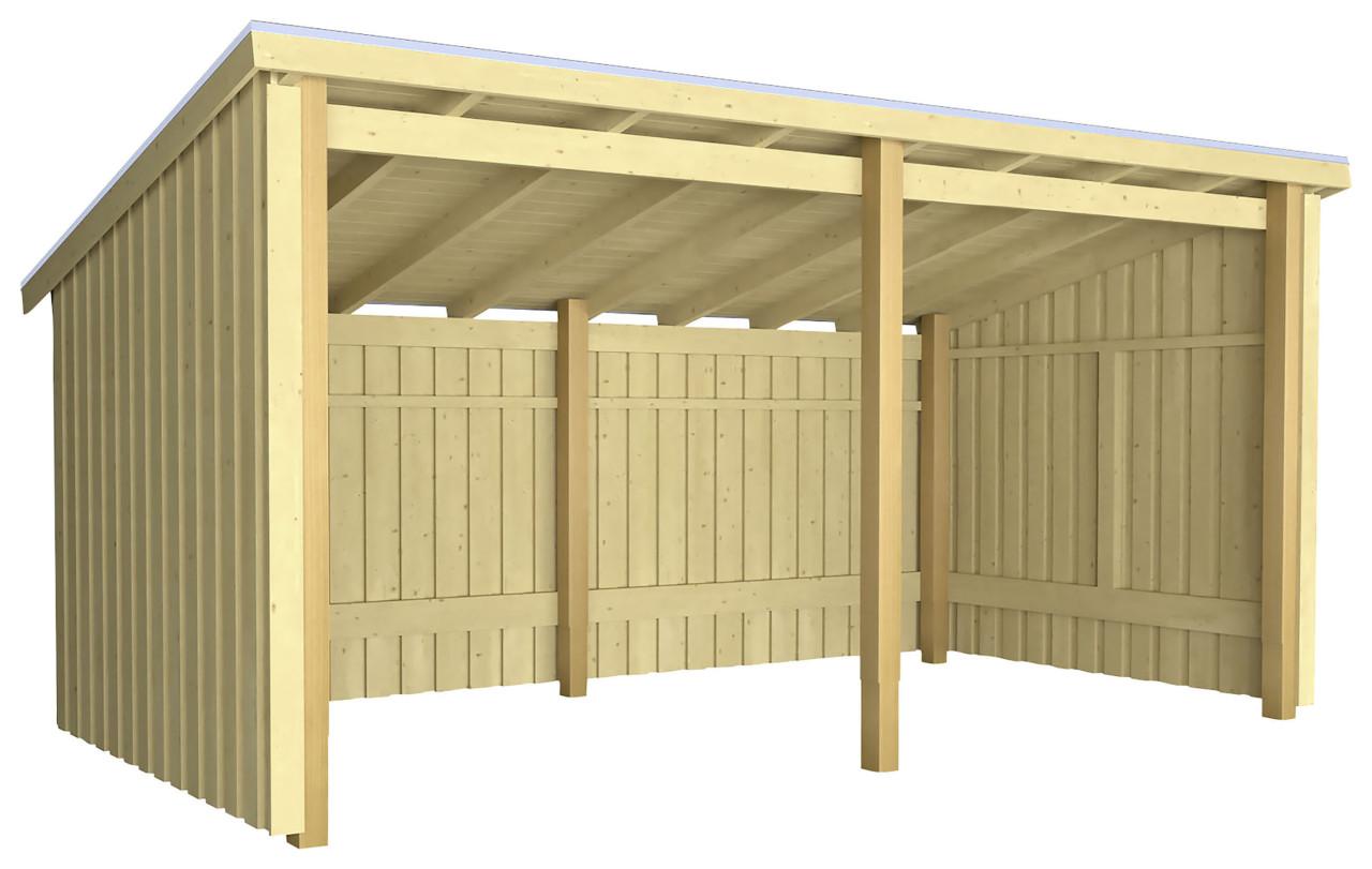 Plus Gartenhaus Nordic Multi 416 x 208 cm natur offen mit Dachpappe