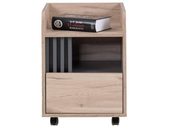 Jugendzimmer-Rollcontainer 40 cm breit in Eiche mit 4 Rollen, 1 Schublade