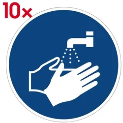 Marahrens Aufkleber »Hände waschen« Ø 10 cm, 10 Stück blau, 10x10 cm