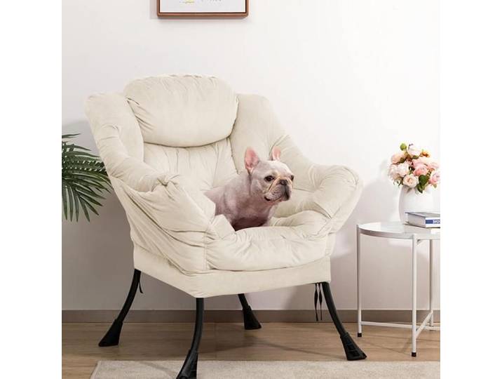 Chleby Fauteuil Relax Beige Avec Oreiller Poche Latérale Fauteuil Paresseux Canapé Individuel Fauteuil Rembourré Moderne Salon