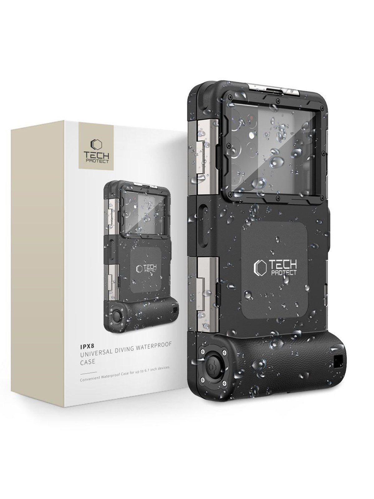 Tech-Protect Waterproof Case IPX8 Waterproof for Smartphones 4.7-6.7" - Black