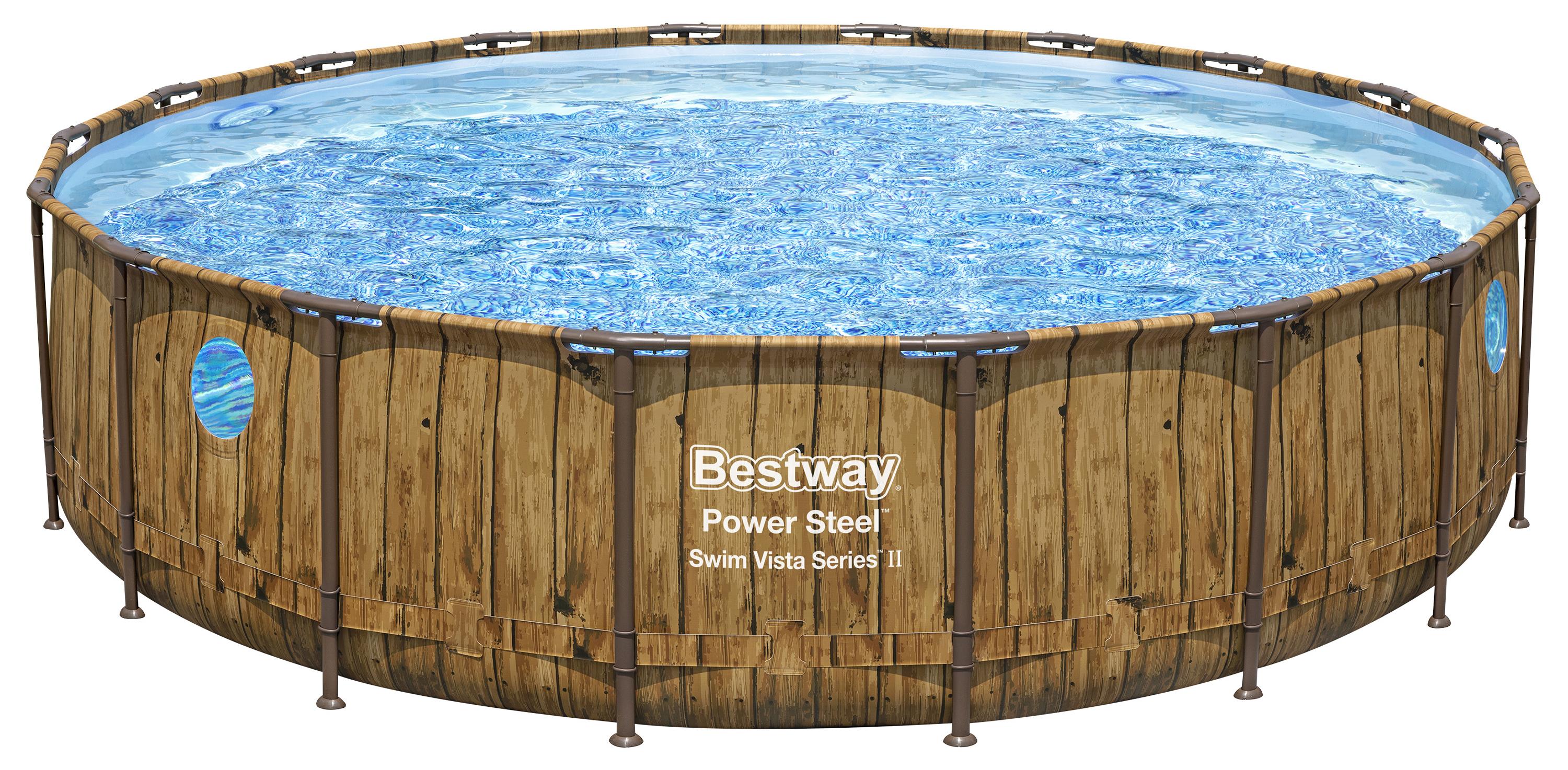 Power Steel Swim Vista Series Solo Pool ohne Zubehör Ø 549 x 122 cm, Holz-Optik (Pinie), rund