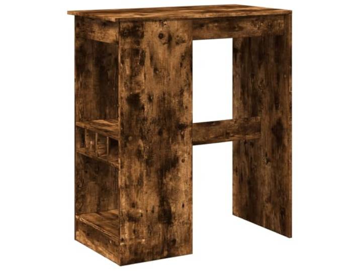 GPUTYGHN Bartisch mit Regal Räuchereiche 90x47,5x103,5 cm Holzwerkstoff Vier Weinhalter, integriertes Regal, Bar-Theke für Küche, Essbereich, Wohnzimmer, glatte Oberfläche