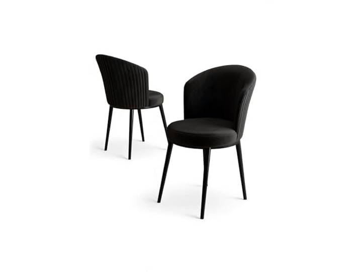 Modern Black Chair Set (6 Pieces), 100% Metal Frame, Plywood Back, Babyface Fabric, 45x87x41 cm Comfortable 22/28 DNS Foam Ideal for Home & Hotel