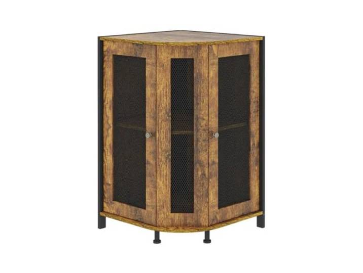 XPJYUA Eck Barschrank Dreischichtiger Eckkaffeeschrank mit Stauraum For Küche und Wohnzimmer, Wein, rustikales Holz