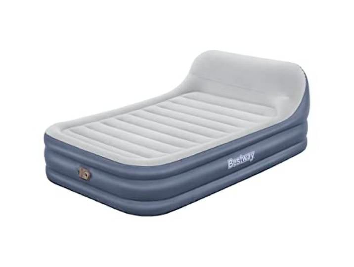 Bestway 89\ x 60\ x 33\ /2.26m x 1.52m x 84cm Tritech SleekFlow Headboard Air Mattress Queen Built-in AC Pump
