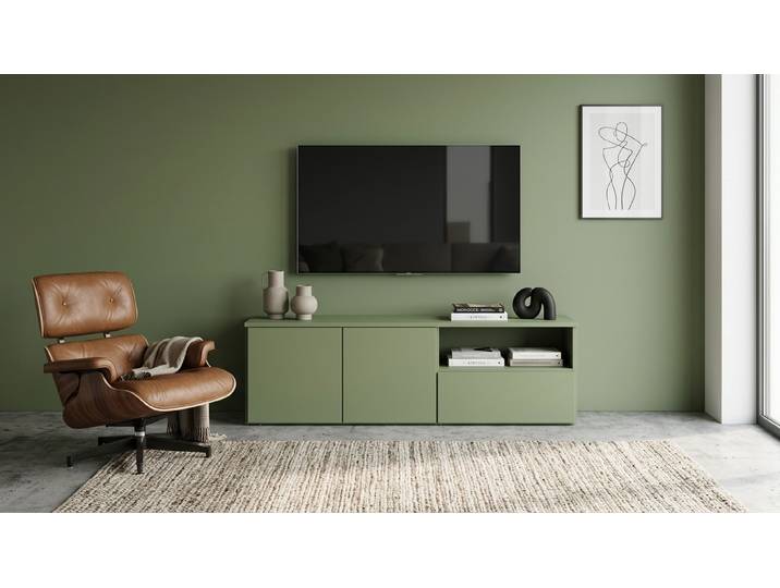 TV Lowboard skandinavisch MDF Lackiert Blass­grün