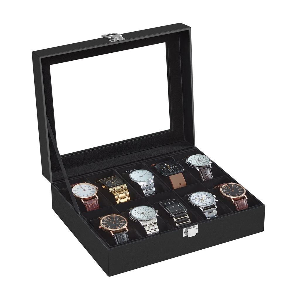 SONGMICS Uhrenbox für 10 Uhren JWB010B02