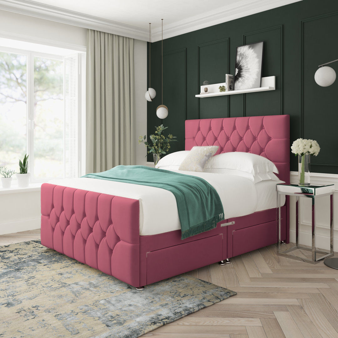 17 Stories Upholstered Divan Bed Maroon Kingsize (5')