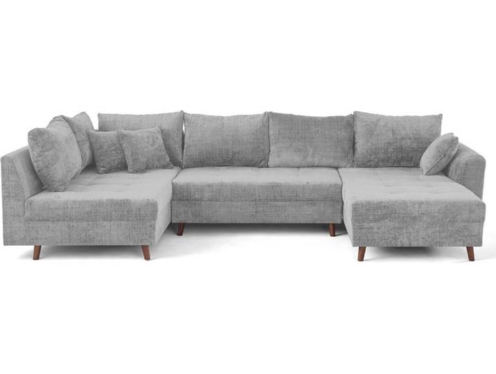 Lisa Design Rune - canapé panoramique d'angle gauche 7 places en velours texturé \, Gris