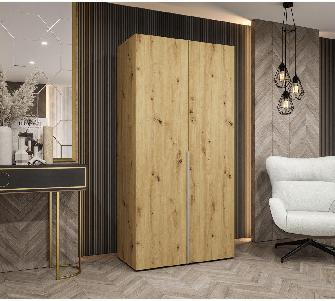 17 Stories Manufactured Wood Wardrobe Artisan Oak/Cashmere 202cm H X 100cm W X 52cm D