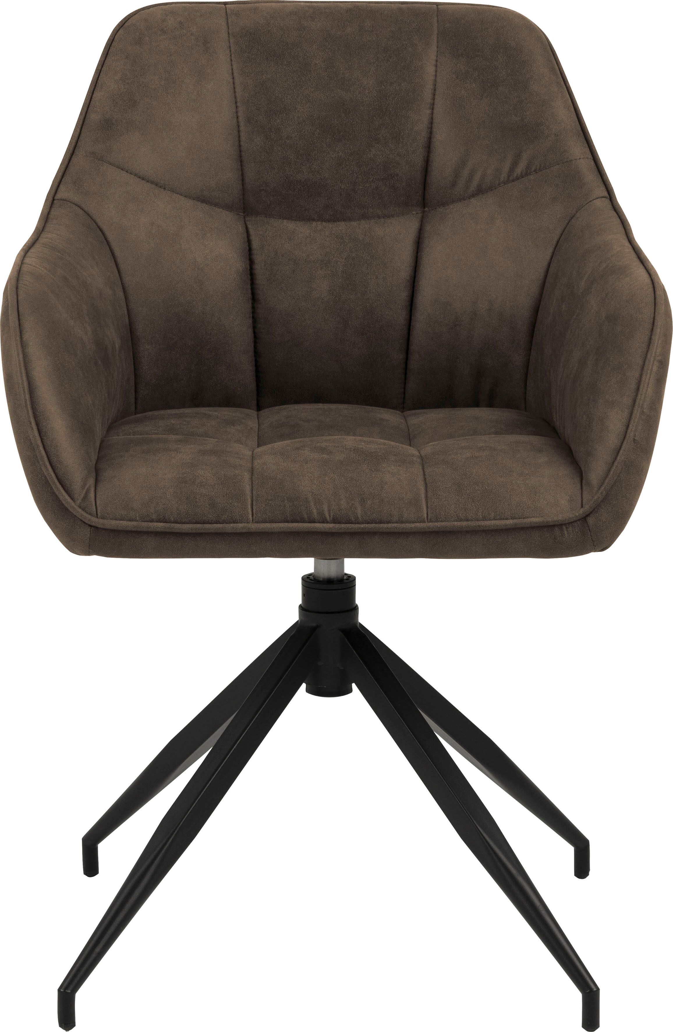 Esszimmerstuhl ACTONA GROUP "Beate", braun (hellbraun, matt schwarz, hellbraun), B:59cm H:85cm T:55cm, Polyester, Stoff, Stühle, Esszimmerstuhl, mit edlem Samtstoff und modernen quadratischen Nähten