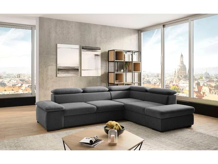 Ecksofa, Polyester, Grau 272×226 cm, Armteilverstellung & Kopfteilverstellung, SIT & MORE Alcudia