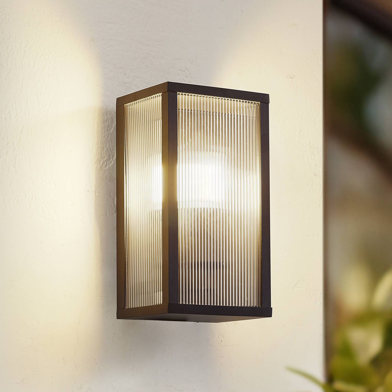 Udendørs væglampe Peldar Lindby, dæmpbar, Sort, Aluminium, Moderne