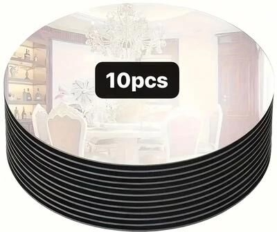 Uplift Picks Acrylic Round Mirror Plate Set For Wedding Table Centerpieces silver 20 Cm