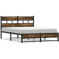 vidaXL Metallbett ohne Matratze Räuchereiche 140x200 cm
