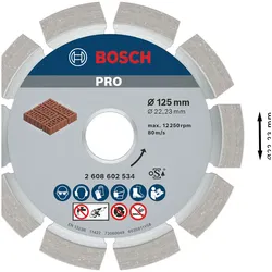 Bosch Professional Zubehör, Sägeblatt, PRO Mortar Diamanttrennscheibe, 125 x 22,23 mm