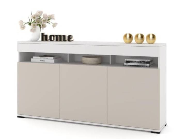 Euro Style Große Kommode FernsehschranSideboard Tv Lowboard 120cm Weiß Matt/Kaschmir