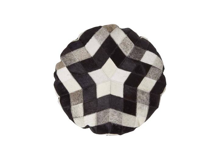 PATCHWORK-KISSEN Fell & Leder rund 40 cm – Stern