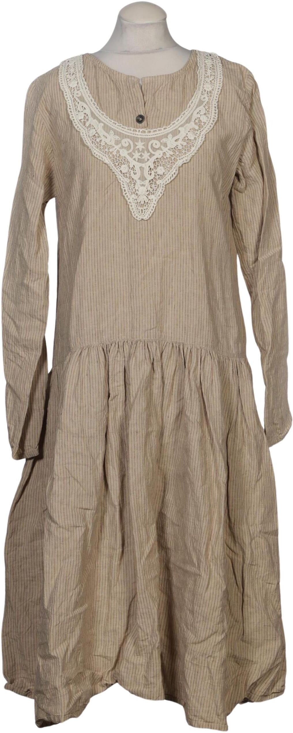 Ewa i Walla Damen Kleid, Beige, Gr. M, Leinen - Second Hand