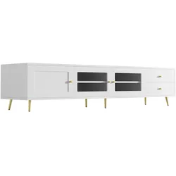 MODFU TV-Lowboard aus Spanplatte in Weiß, 170 x 40 x 43 cm