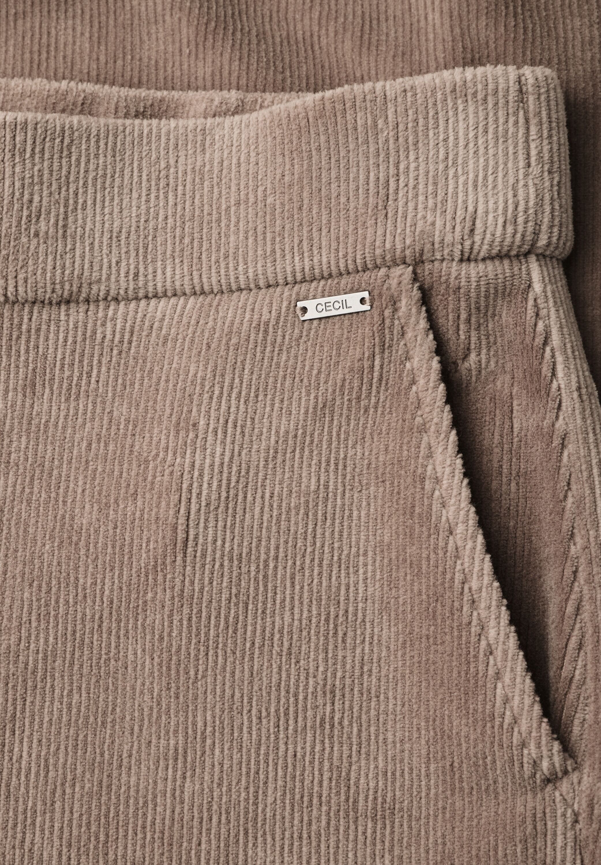 Cordhose CECIL "Style Neele", Damen, Gr. XXL (46), Länge 30, braun (earthy taupe), Cord, Obermaterial: 65% Baumwolle, 33% Polyester, 2% Elasthan. Futter: 100% Baumwolle, unifarben, loose fit lang, Hosen Cordhose, im Loose Fit / Elastikbund earthy taupe XX