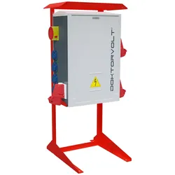 Baustromverteiler OS-S/FI SET 32A 400V CEE MENNEKES Steckdosen 230V Mobiler Stromverteiler auf Ständer FI-Schutzschalter Elektroverteiler für Baustelle tragbarer Baustromkasten mit Schutz Doktorvolt DV-6894-D