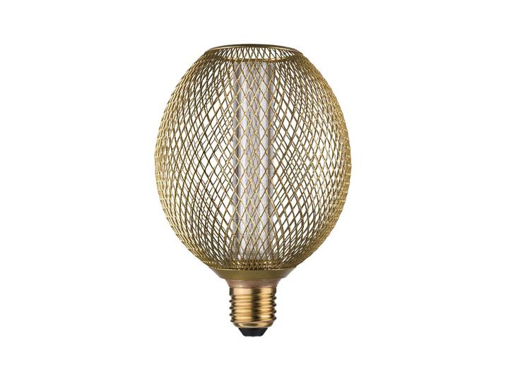 PAULMANN LED-Leuchtmittel Metallic Glow Globe Spiral 200lm 4,2W 1800K 230V , grau (messingfarben), Ø:11cm, Leuchtmittel, LED-Leuchtmittel