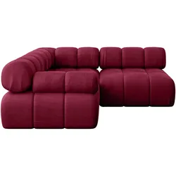ECKSOFA modulares Sofa Mende-L1 - 190x190x70 cm Bordeauxrot Velours