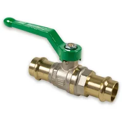 Pressfitting Kugelhahn, mit grünem Hebel, DVGW geprüft, Kontur M+V (Ausführung: 42 mm. V)