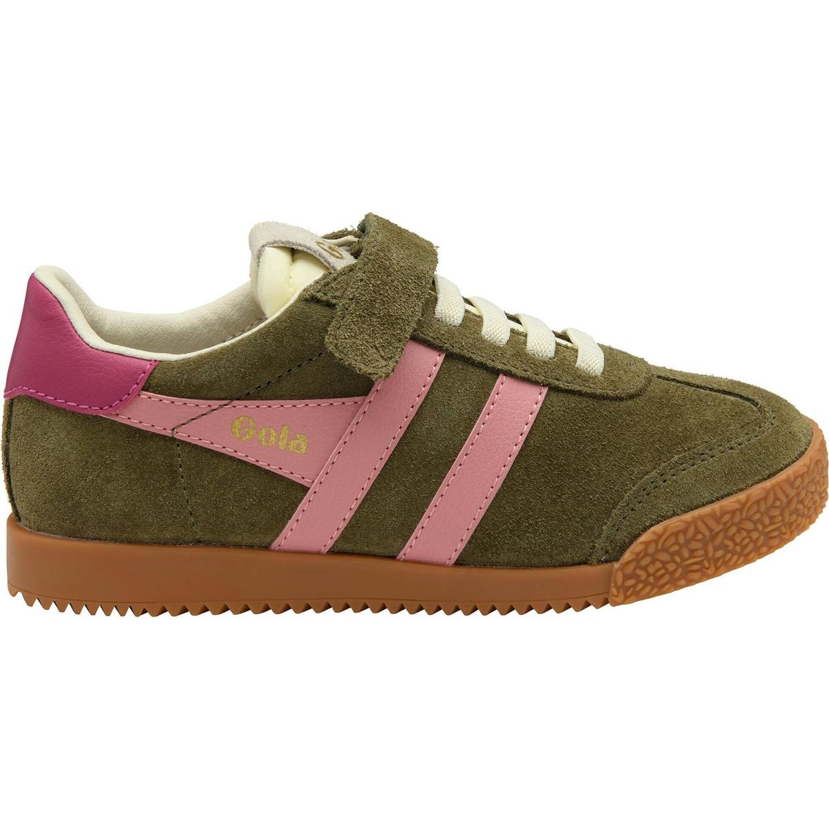 Gola Elan Strap Sneaker Kids khaki/coral pink/fuchsia (NU) 35 CKA085-NU-35-khakicoralpinkfuchsia