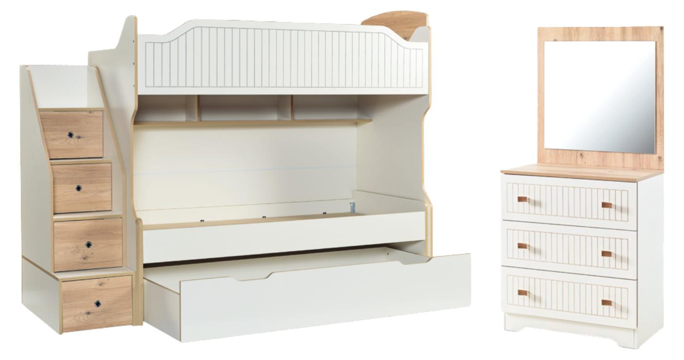 Javiro Etagenbett Set mit Stauraum, Set:Typ-2