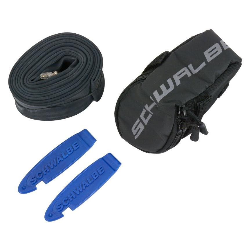 Schwalbe Pannenset SV19 Schlauch, 2x Reifenheber (Presta (SV), 27.5", 28", 29", 40 mm) (1653C)