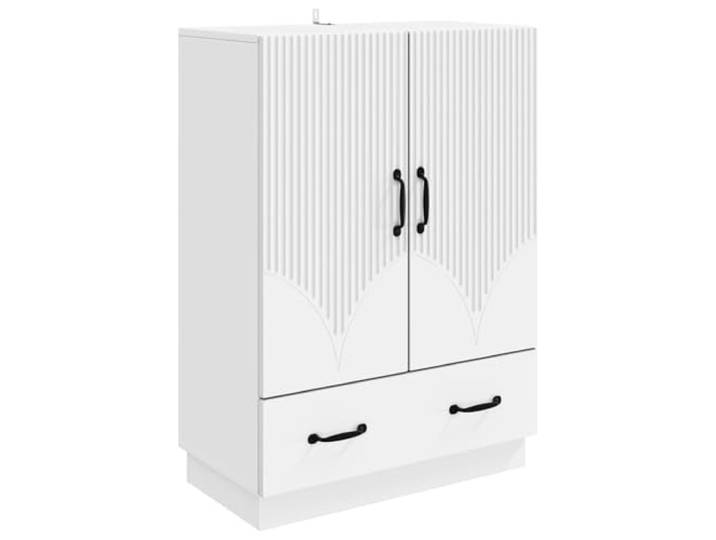 TEKGHUT Sideboard Weiß 66 x 34,5 x 92 cm Holzwerkstoff Buffet mit Schubladen, offene Regale, verstellbare Fächer, Esszimmer, Wohnzimmer, Flur
