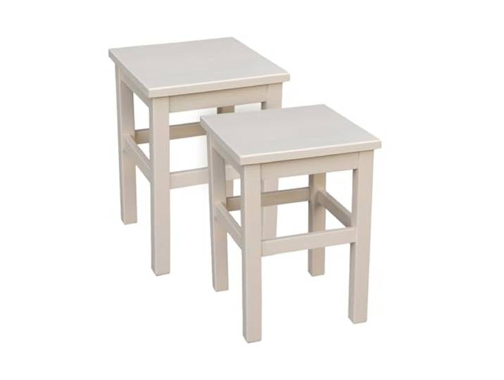 Metdrew Holzhocker Holzhocker 32 x 32 x 45 cm Küchenhocker Quadratischer Hocker Rustikaler Stil Einfacher Hocker Küchenhocker aus Holz Holzschemel Farbe: Beige 2 Stück