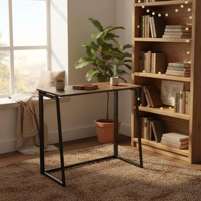 "Homylin 31.5"" Folding Writing Desk, Space-Saving Computer Desk with Metal Frame for Small Spaces"