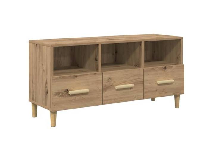 KGFHERENB TV-Schrank Kunsthandwerk Eiche 102x36x50 cm Holzwerkstoff Kompakte TV-Bank mit 3 Schubladen und 3 offenen Fächern für Wohnzimmer und Schlafzimmer.