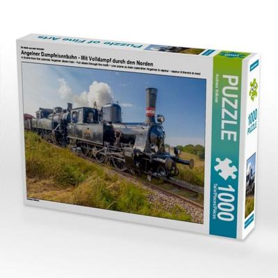 CALVENDO Puzzle Die Dampfloks S1916 und F654 der Angelner Dampfeisenbahn 1000 Teile Puzzle quer | 1000 Teile Lege-Größe 64 × 48 cm Foto-Puzzle für