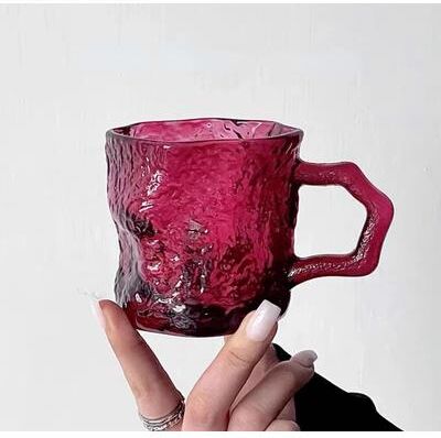 Uplifted Finds Rose Glacier Glass Mug 200ML High Appearance Household Drinkware rose red