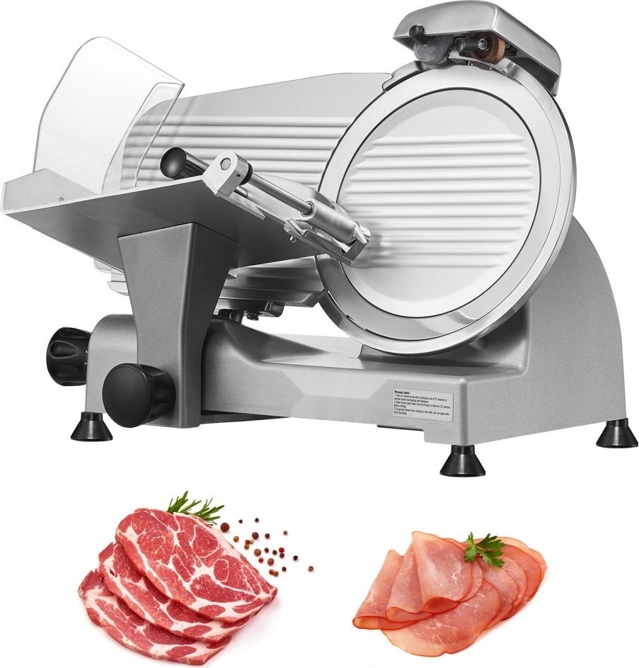 Kommerzieller Fleisch Allesschneider - Elektrische Aufschnittmaschine 340 W - Lebensmittelschneider mit 25,4 cm Kohlenstoffstahlklinge - Einstellbare Dicke 0-15 mm - Ideal für Fleisch, Käse und Gemüse.
