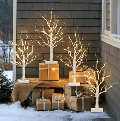 Inspire Picks Illuminated Birch Tree 24 LED Tabletop Christmas Tree Centerpiece Light warm White