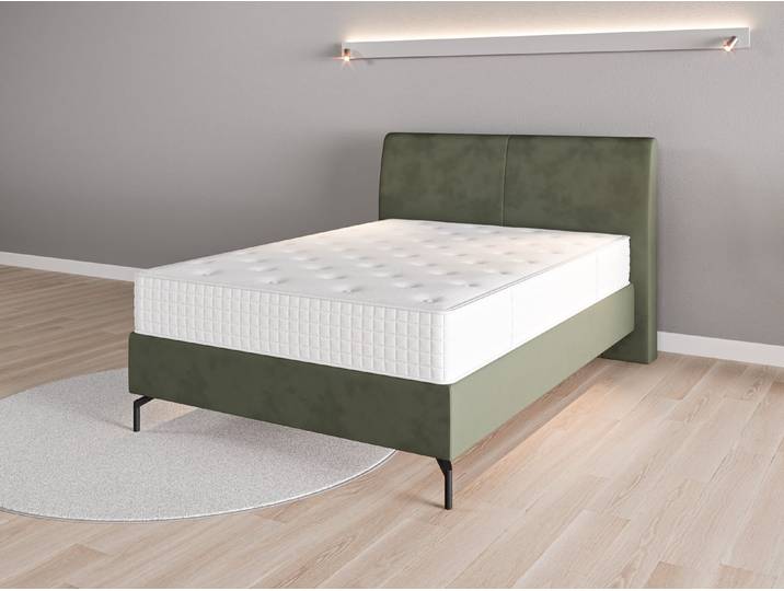 Boxspringbett 140x200 Nr. 2 - Grün (Waldgrün) - Vintage Velours