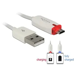 Delock Daten- und Ladekabel USB 2.0-A Stecker > Micro USB-B Stecker mit Leuchtanzeige weiß