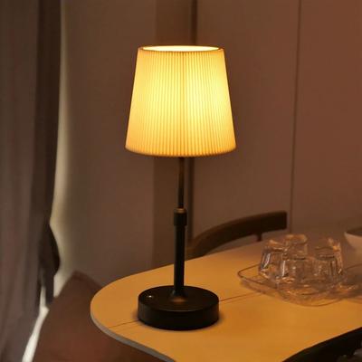Inspired Living LinenGlow Rechargeable Table Lamp With Touch Control & Replaceable Bulb black