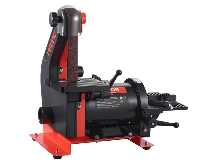 Ponceuse à bande 250 W VEVOR\, 127 mm Ponceuse à disque & 25\,4x762 mm Ponceuse à bande\, avec table de travail réglable de 0 à 45° & raccord d'aspiration des poussières pour le travail du bois\, affûtage des couteaux