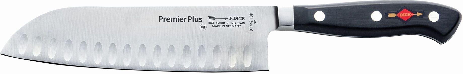 F. DICK Premier Plus - Santokumes - met kuiltjes - Lemmet: 180mm zwart;zilver