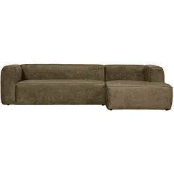 Ecksofa Bean aus Struktursamt, modernes Design, rechtsseitig, Moss Dunkelgrün, bequem gepolstert