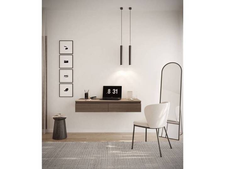 Coiffeuse bureau avec 2 tiroirs - BEMMI - 120 cm - noyer du Wisconsin